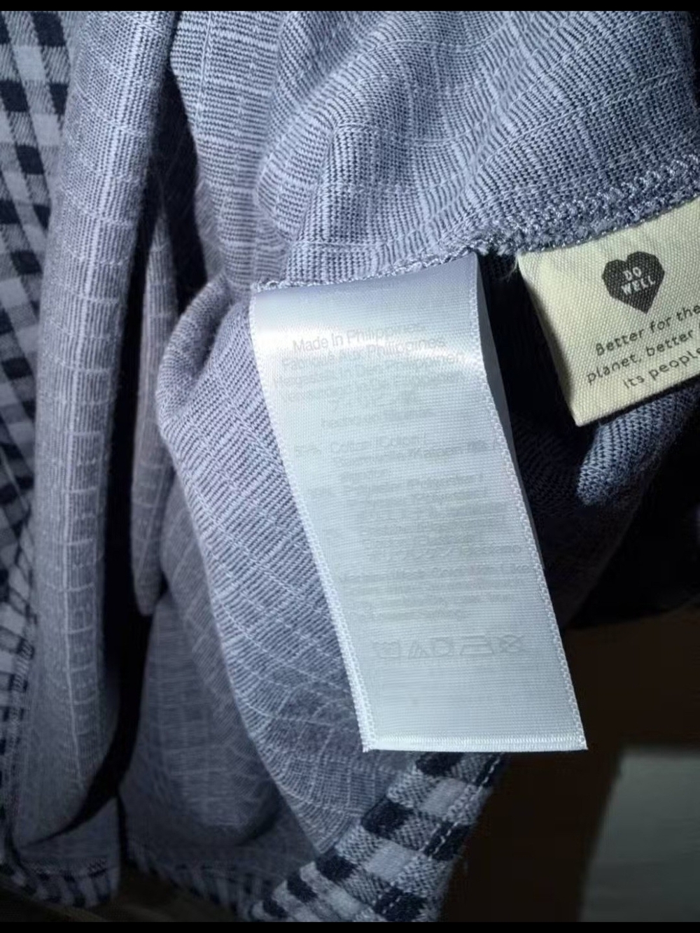 Madewell Black and Gray Checkered Sleeve Top - Picture 4 of 6